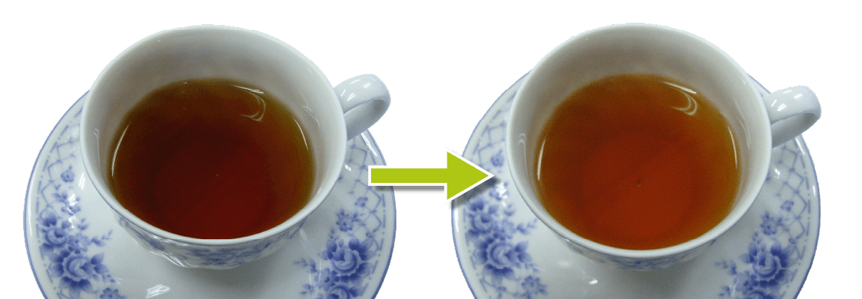 紅茶の色の変化（レモン）