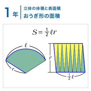 1年：平面図形とその調べ方/おうぎ形の面積