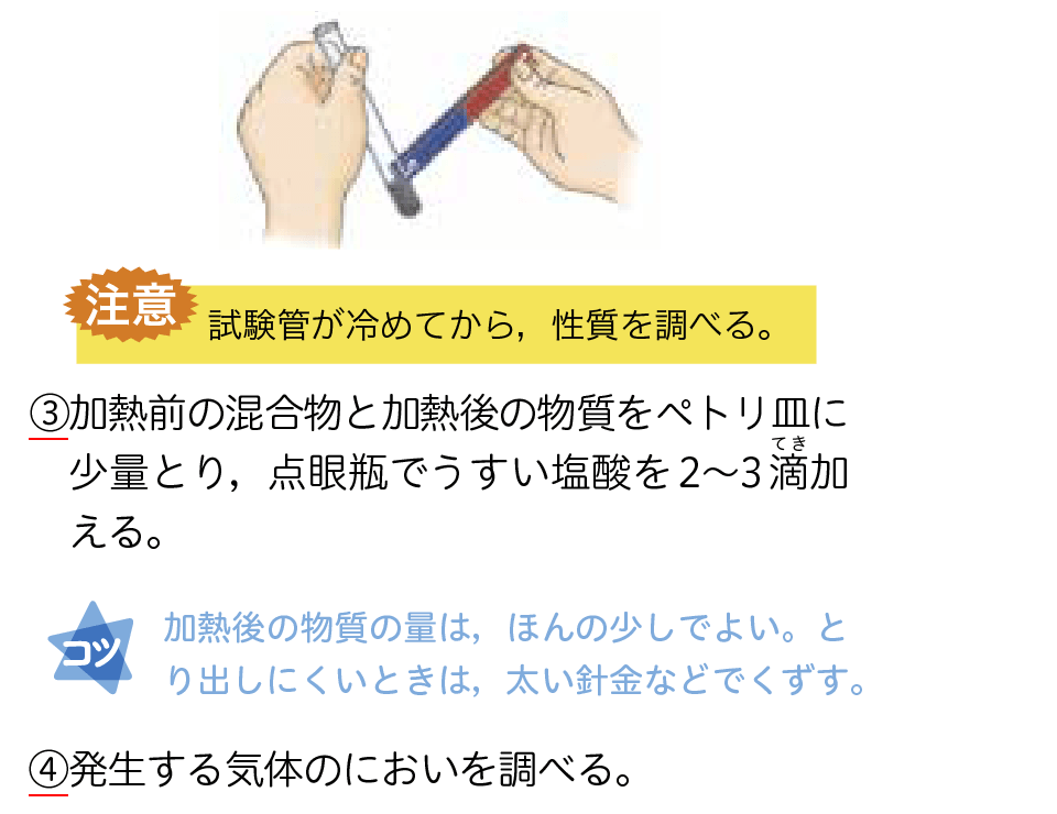 理科の世界2年 p.51 手順3 新