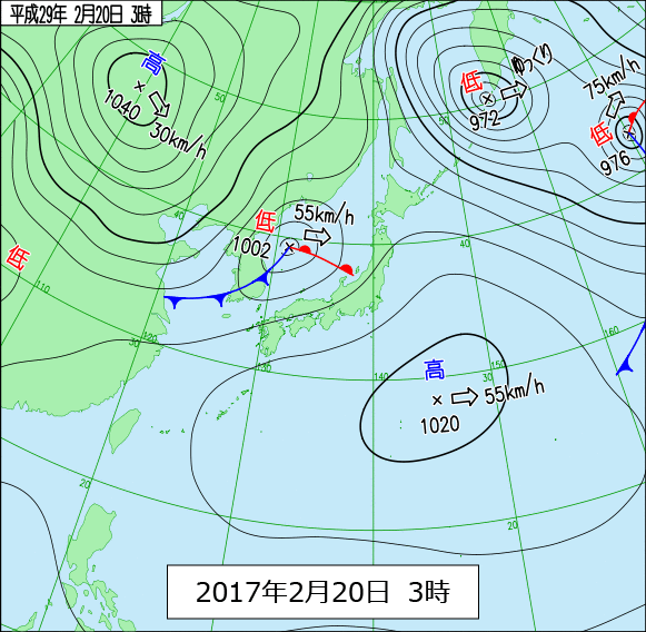 2017年2月20日3時の天気図