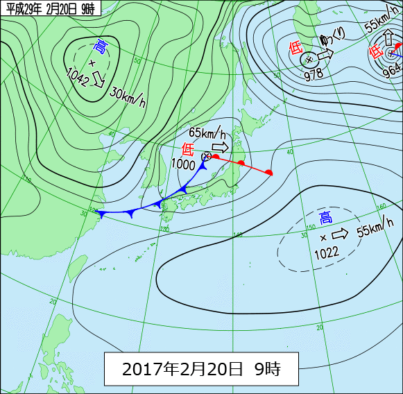 2017年2月20日9時の天気図