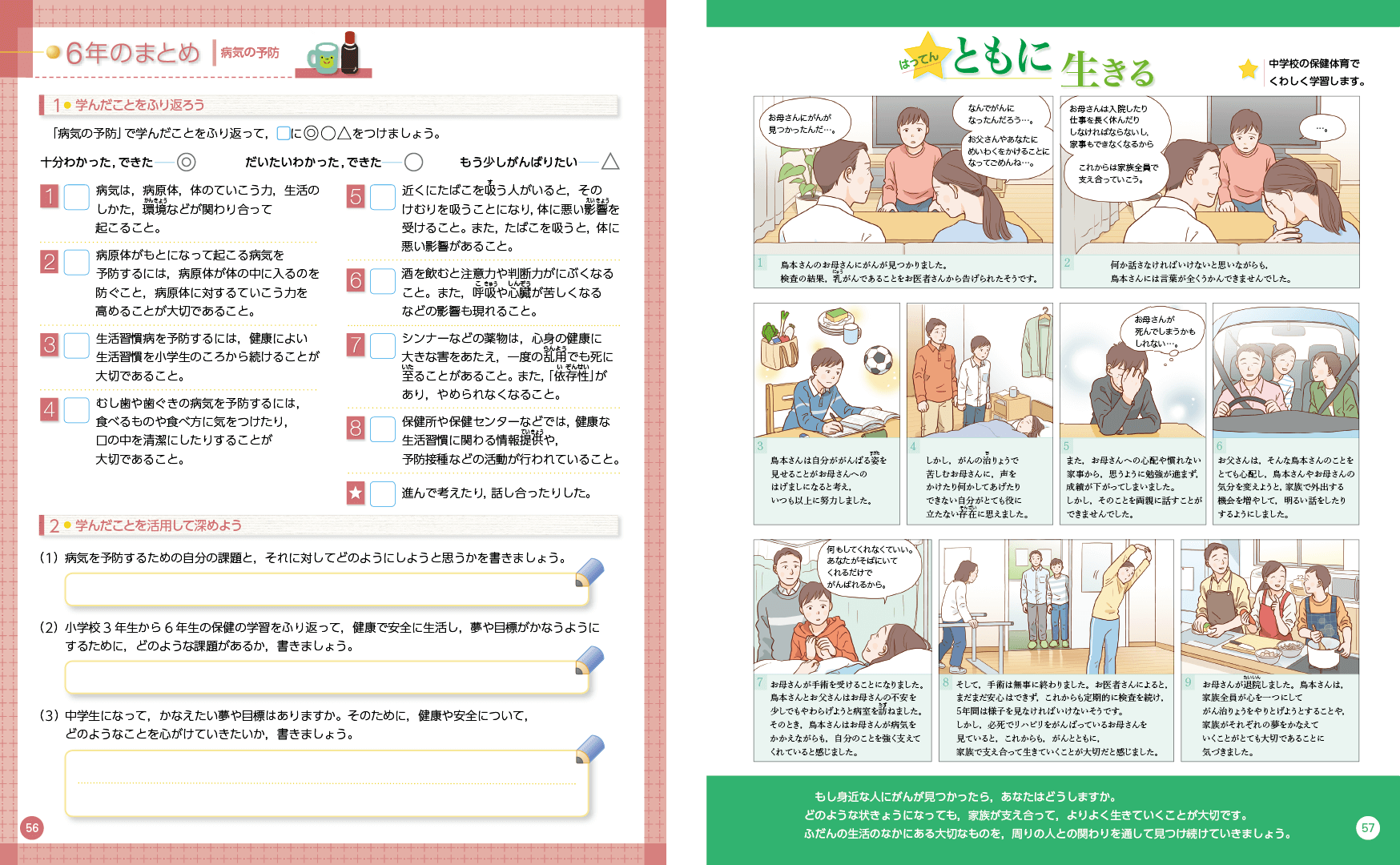 R2たのしい保健5・6年｜p.56-p.57