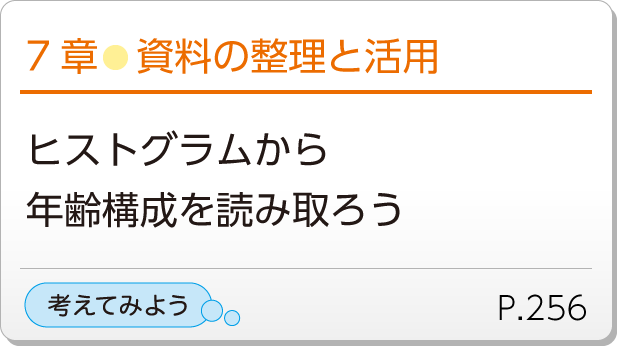 7章●資料の整理と活用　ヒストグラムから年齢構成を読み取ろう　考えてみようP.256